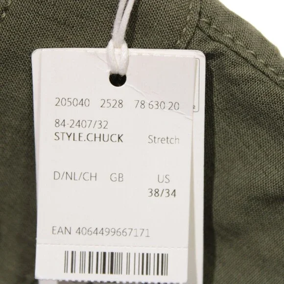 Brax NWT 5 Pocket Jean Cut Pants Size 38 US In Solid Green Cotton Blend Chuck